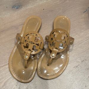 Tory Burch Tan Logo Thong Sandals